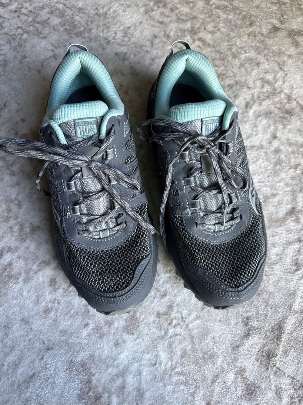 Saucony Womens Trail Running Shoes Size 9W Gray Mint Aqua Sneakers S10525-4